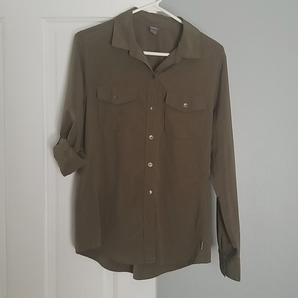 Eddie Bauer Army Green Trail Button Down